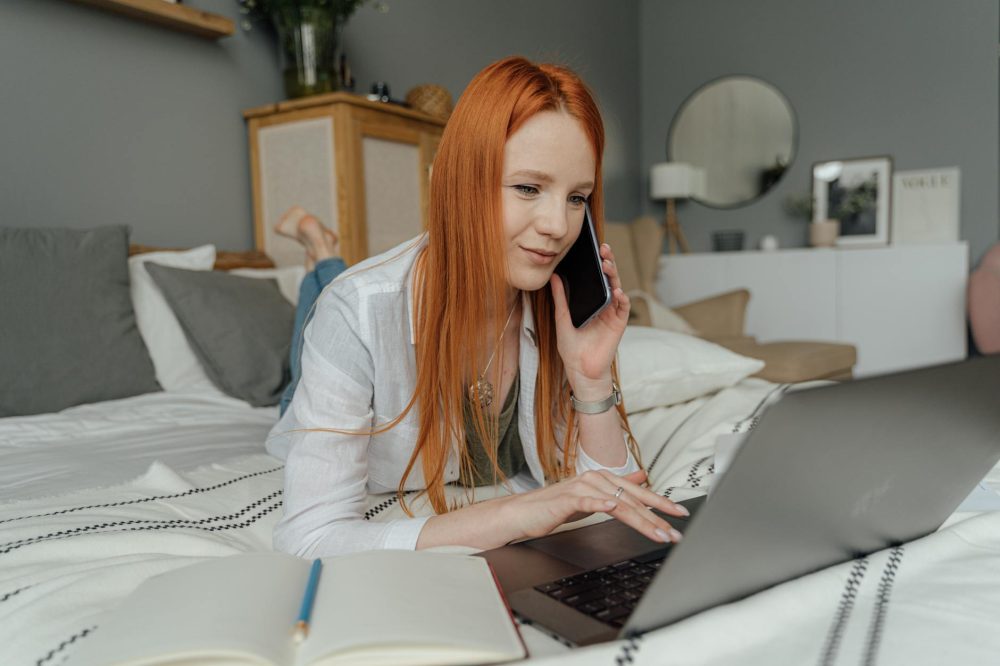 a woman using a smartphone